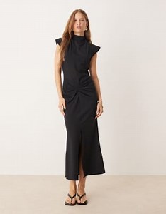 ASOS DESIGN premium drape front midi dress | ASOS