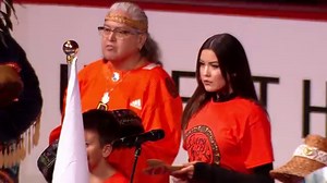 Before tonight’s game, the Coast Salish Anthem was performed, which is a prayer song written by Chief Dan George and gifted to the Salish people for their journey through the healing process. | Vancouver Canucks