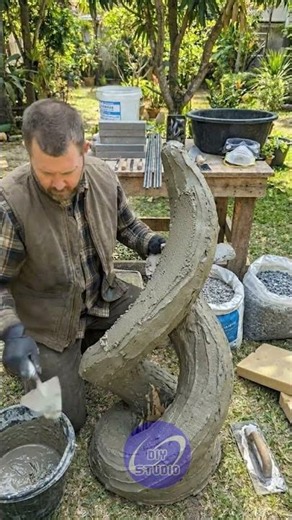 I Made a Luxury Garden Sculpture Using Only Cement! #shorts #diy