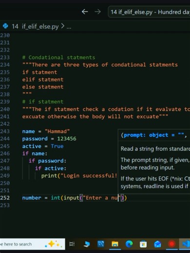 Day 18|| Conditional statement 📍if statment.. #CodeWithHammad #followformore #viral #viralvideos