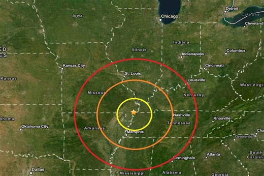 Earthquake Strikes New Madrid, Missouri at Center of Seismic Zone