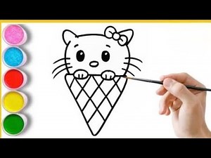 How To Draw cute hello kitty Drawing, Painting & Coloring For Kids and Toddlers_ Child Art 🐋🌈🎨