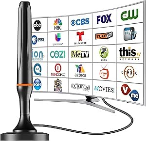 Digital TV Antenna for Smart Tv Indoor, 360 Reception Digital HDTV Antenna for Local Channels, Supports 1080P and 4K, Strong Magnetic Base（Orange-Deep