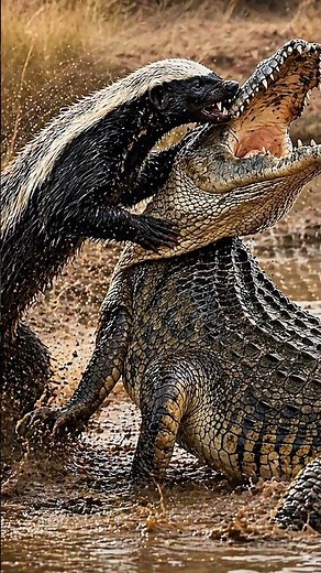 Honey Badger Takes on a Crocodile 🐊 | Unreal Fight