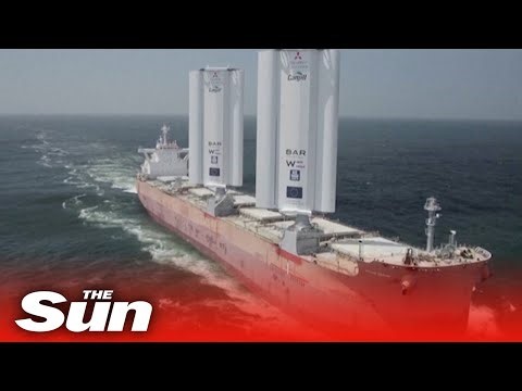 New high-tech cargo ship sets sail to test wind power at sea