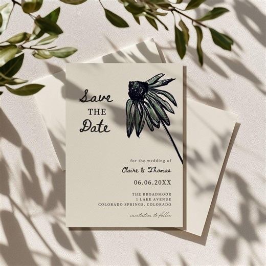Blue Coneflower Save the Date Wedding Template,botanical Save the Date Card, Wedding Announcement,floral Wedding Stationary, Blue and White - Etsy
