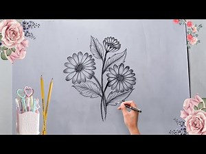 Easy and simple Flowers Drawing Tutorial || How to Draw a Beautiful Flowers 🌻