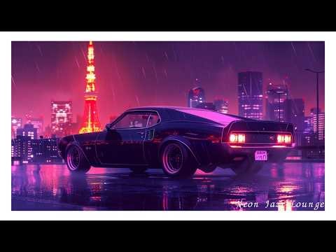 Tokyo Skyline Jazz House Mix | Midnight Tower Rain Drive | for Deep Work
