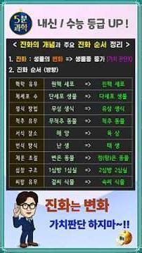 [통합과학] 생명과학 : 진화란? 진화 개념, 진화 오개념 바로잡기, 진화 순서(방향) 한 번에 정리 #풀배메이커 #5분과학 #진화 #진화오개념 #진화는변화 #1등급 #과학