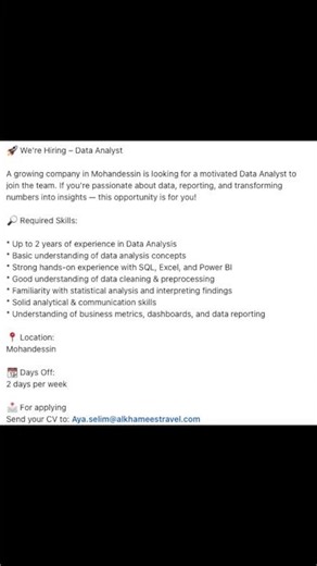 need developer - Data Analyst - Egypt #programming #developer #explore