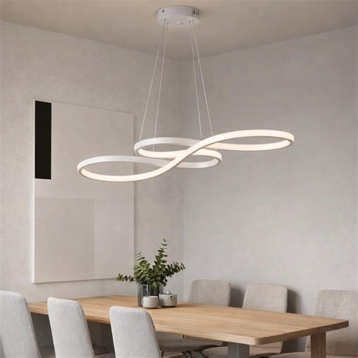 Modern Infinity LED Pendant Light, Minimalist Dining Table Chandelier, Dimmable Kitchen Island Lighting - Etsy