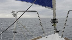 footage of a spinnaker and spinnaker handling on a modern sailboat