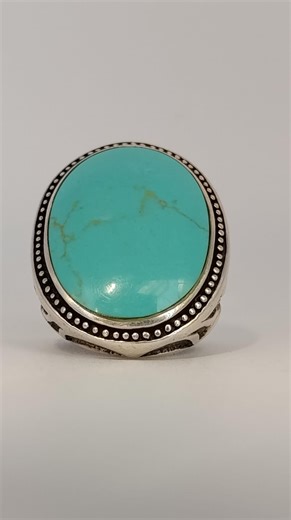 Sterling Silver Ring With Turquoise (feroza) Cabochon, Hallmarked - Etsy Canada