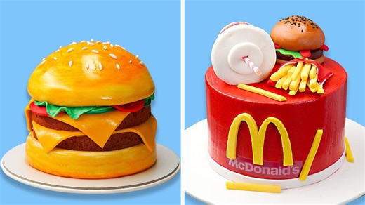 How to Make Satisfying Fast Food Cakes 🍔🍟 | Illusion Burger & McDonald's Cake Tutorial
