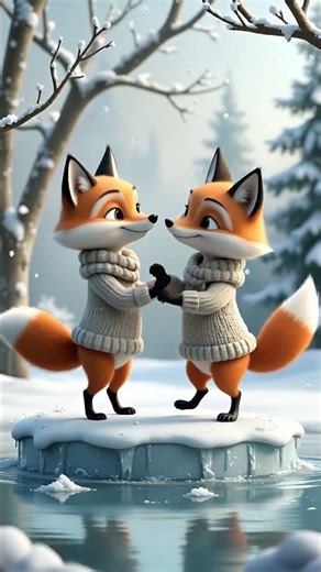 CUTEST Arctic Foxes' Snowflake Shindig! ❄️ Dancing in Sweaters on Ice! ✨