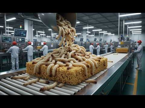 How Coconut worm instant noodles are made in a modern factory ( Full Process)