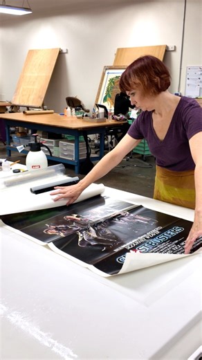 307K views · 5.4K reactions | Linen backing a Ghostbusters one sheet movie poster  | Fourth Cone Restoration | Facebook