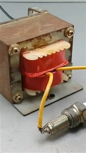Free Energy Electricity From spark plug With Big Transformer At Home #shorts