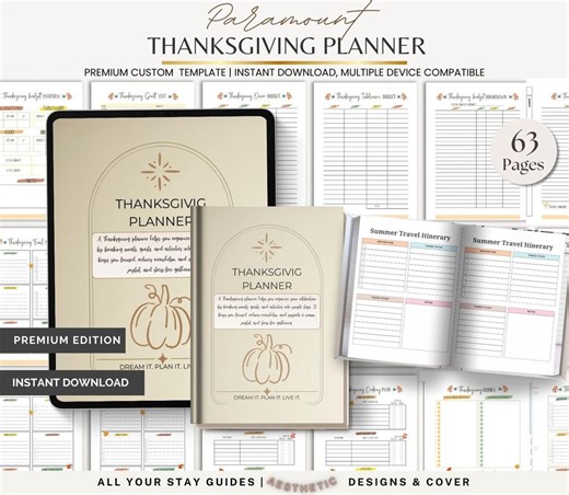 Thanksgiving Dinner Planner, Guest List & Budget Tracker (printable PDF) - Etsy