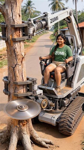 Future Wood Cutting Machine 🌳⚙️ Girl Controls Auto Tree Cutting Tech #futuretech