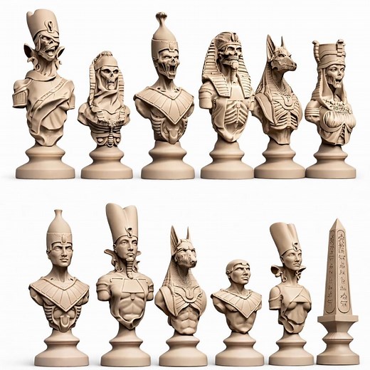 Egyptian Chess Set: Classic or Skeletal - Ancient Egypt Theme - Etsy