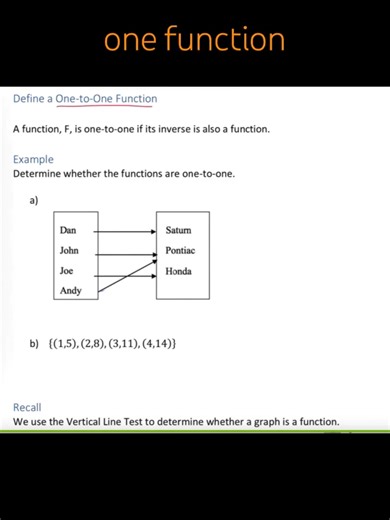 Define a one-to-one function. Three examples - determine whether the function is one-to-one. #maths #math #mathematics #mathconcepts #lecture #tutorial #algebra #precalculus #functions #onetoonefunctions