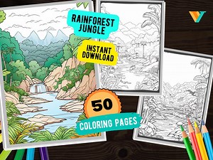 50 Rainforest Jungle Scenery Coloring Pages Instant Download, Kids Rainforest Coloring Pages, Wildlife Coloring Activity Printable PDF - Etsy Canada