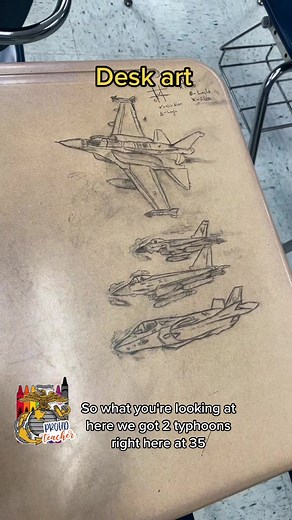 School Desk Military Drawing - Typhoon, F-35, F-21