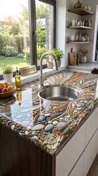Transforming Natural Stones into a Luxury Kitchen Countertop (Epoxy Pour) #EpoxyResin #shorts