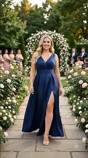 Vestido Satin Azul Navy Abertura de Gala Fiesta Talla Grande Plus Size. Vestidos gala para gorditas