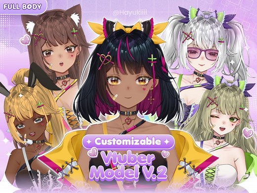 Customizable Live2d Vtuber Model V.2, Premade Vtuber, Fully Rigged, Vtube Studio, Commercial Use! (ready to Use) - Full Body Vtuber Model - Etsy