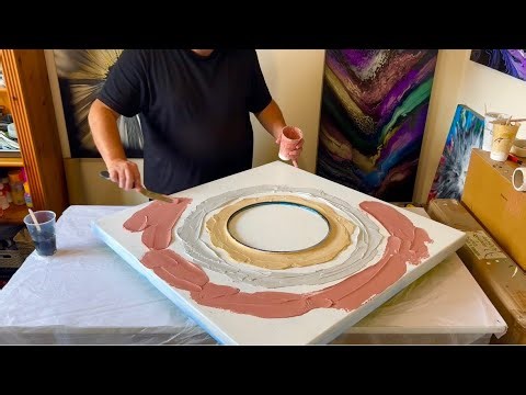 Paint mixed with Modelling Paste to create TEXTURE / Spirals of COLOR / Abstract Creation