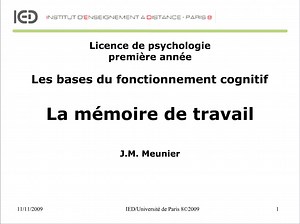 La mémoire de travail | Canal U