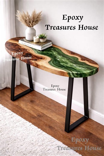 Live Edge Lime Green Epoxy River Console Table, Handmade Hallway Furniture - Etsy
