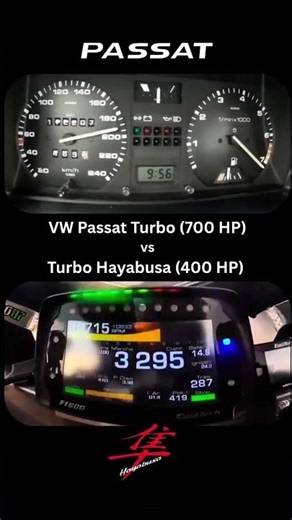 Volkswagen Passat Turbo vs Turbo Hayabusa #streetracing #superbikes #germancars #motorcycle #racing