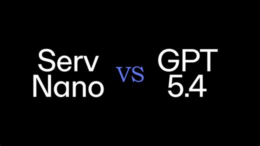 We put SERV Nano next to GPT-5.4SERV Nano is:• ~20x cheaper• ~3x fasterThe numbers do not lie. Make of that what you will.