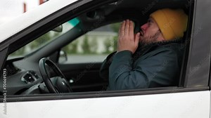 Drive with Discomfort Chauffeur Sneezing Amidst Seasonal Illness