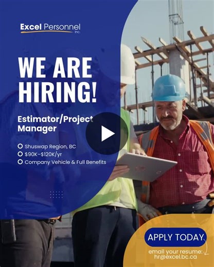 🚧 Senior Civil Estimator / Project Manager 📍 Shuswap, BC 💰 $90K–$120K + Company Vehicle + Full Benefits Lead civil bids. Drive project success. Make a real impact. We’re hiring an experienced… | Excel Personnel Inc.