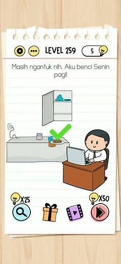 Brain test level 259 masih ngantuk nih aku benci senin pagi