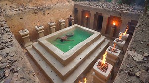 76K views · 4.1K reactions | In this video, we would like to share you all How to Build Pyramid Swimming Pool in Underground Mansion out of dirt with only wooden stick and sickle knifes. | Jungle Survival | Facebook