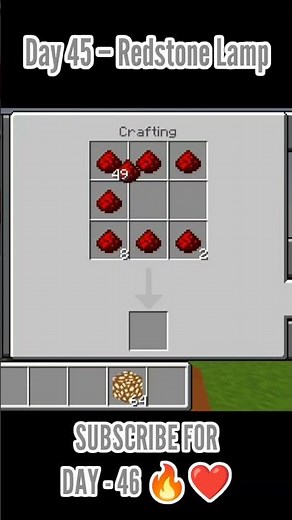 Minecraft Crafting | Day 45 – Redstone Lamp 🔥🥵 #minecraft #mcpe #shorts