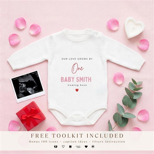 Romantic Pregnancy Announcement Digital Download: Valentine Baby Reveal With Ultrasound to Family and Friends - Etsy