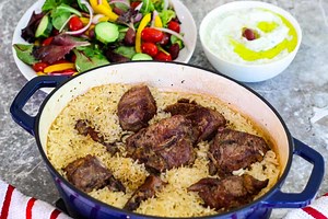 Mediterranean Baked Lamb and Rice Dish