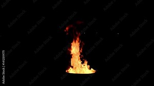 Fire on black color. VFX overlay in Cinematic films. Fire flames looped in real time motion. At night by the campfire. A flame of burning natural gas from a pipe. Full HD footage. vídeo do Stock