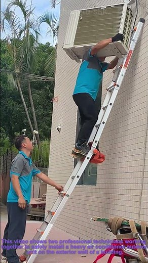 Air Conditioner Installation: Teamwork for Safe Outdoor Unit Mounting