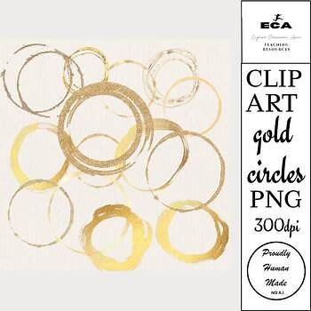 14 Gold Glitter Circles Clip Art PNG Transparent Background Frames Borders