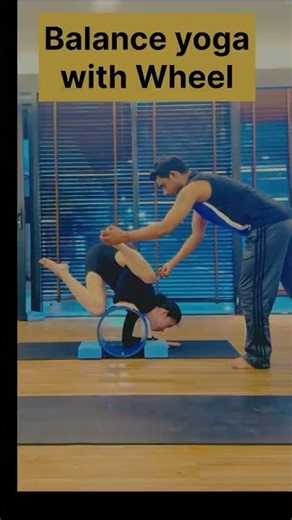 Balance yoga with wheel 🌸🤗#balanceyoga #wheelyoga #youtubeshorts