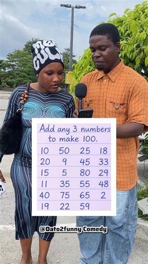 6.5K views · 16 reactions | Add any 3 numbers to make 100 | Dato2funny Comedy | Facebook