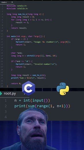 sum in python vs C #tips
