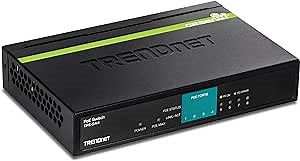TRENDnet 8-Port PoE Switch, TPE-S44, Ethernet Splitter, 30W Power Budget, 1.6 Gbps Switching Capacity, 10/100Mbps, NDAA & TAA Compliant, Lifetime Manufacturer Protection